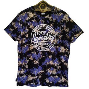 SUPERDRY 5's Bamboo All Over Print Tokyo Japan Mens Cotton Graphic T Shirt Sz XL